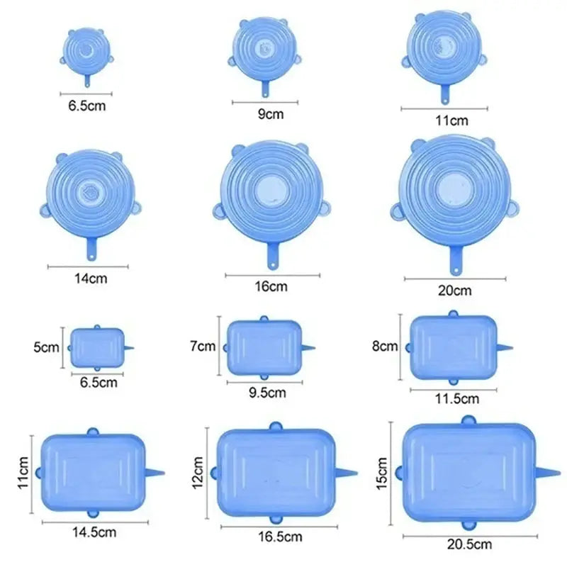 Silicone Stretch Lids | BPA Free Seal | Reusable Fresh Cover | 12 Piece Set
