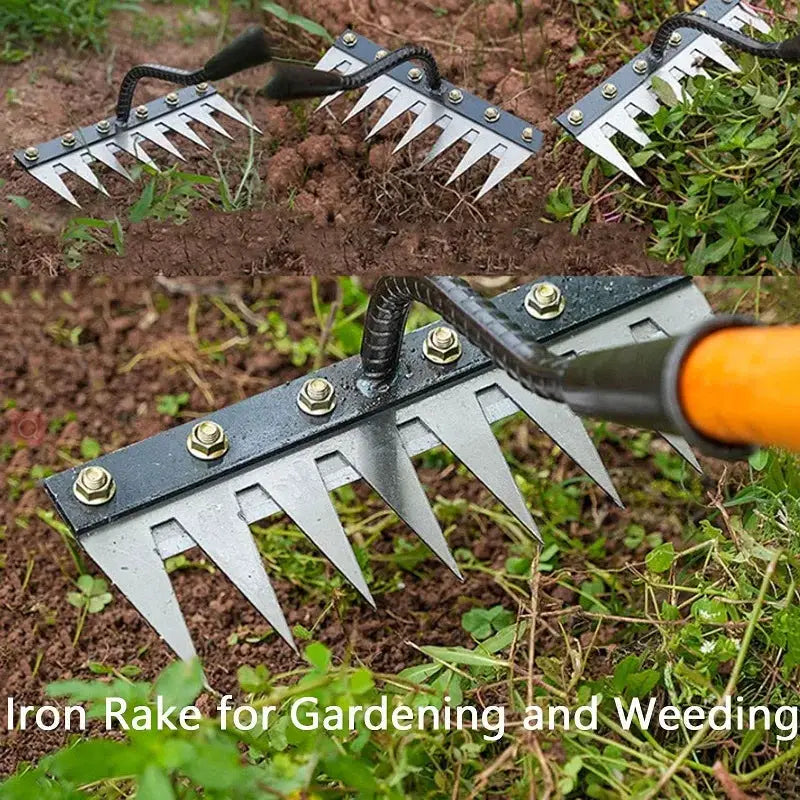 8/7/6/5teeth Garden Weeding Rake Heavy Duty Metal Gardening Hoe Weeding Rake Farm Tool for Gardening Weeding Loosening Soil Rake from PriceLows™