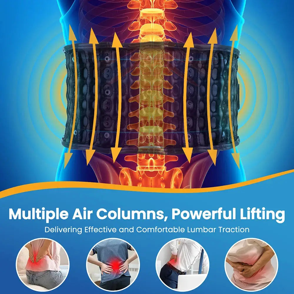 Lumbar Waist Belt | Cordless Inflatable Air Traction | Heat Vibration