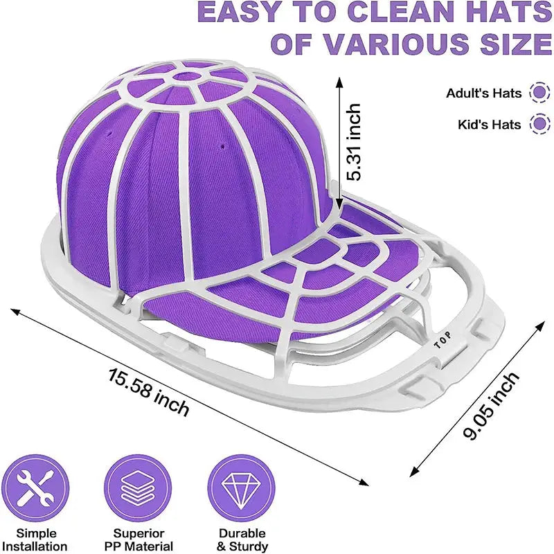 Hat Washer Cage | Reusable Plastic Frame | Adult Baseball Caps