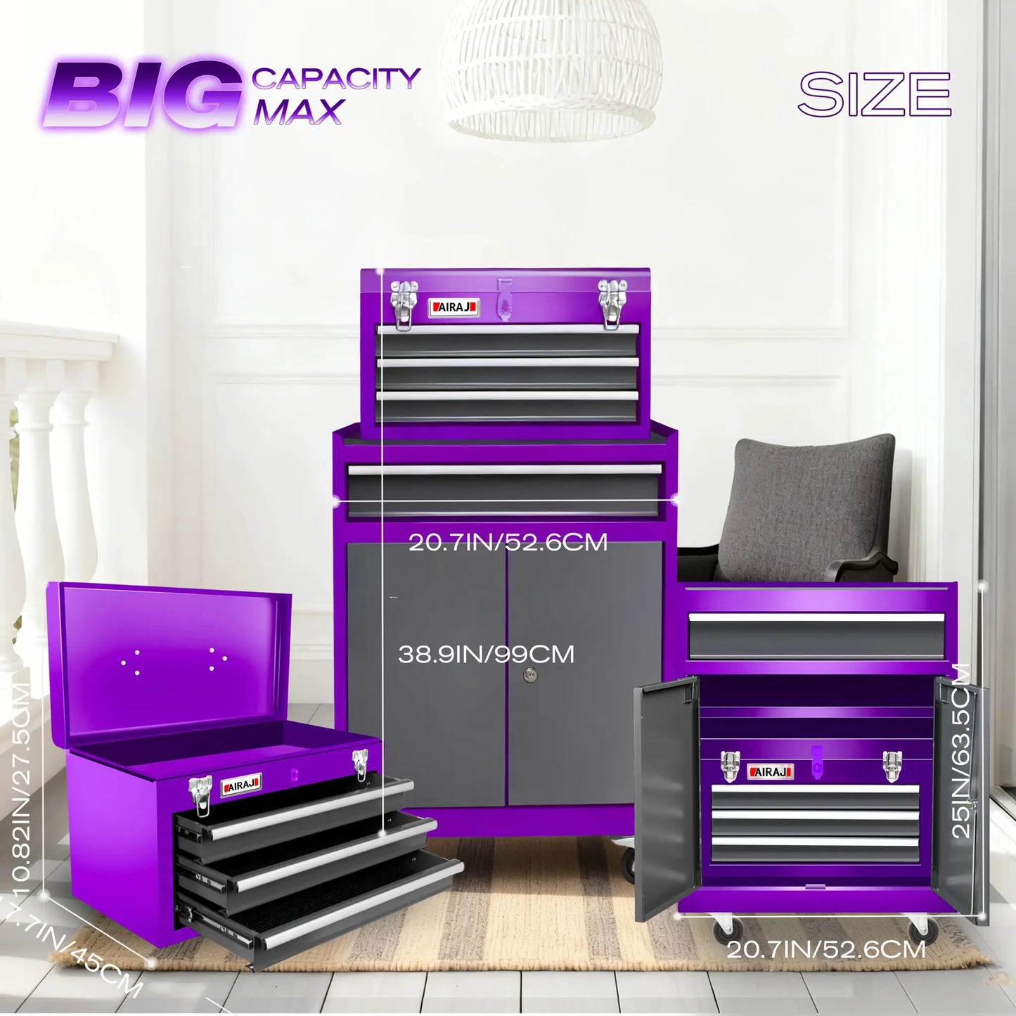 8/4 Drawer High Capacity Rolling Tool Chest, 2-In-1 Removable Cabinet Storage Tool Box with Wheels And Drawers, Detachable Toolbox with Lock for Workshop Mechanics Garage, Carshop from PriceLows™