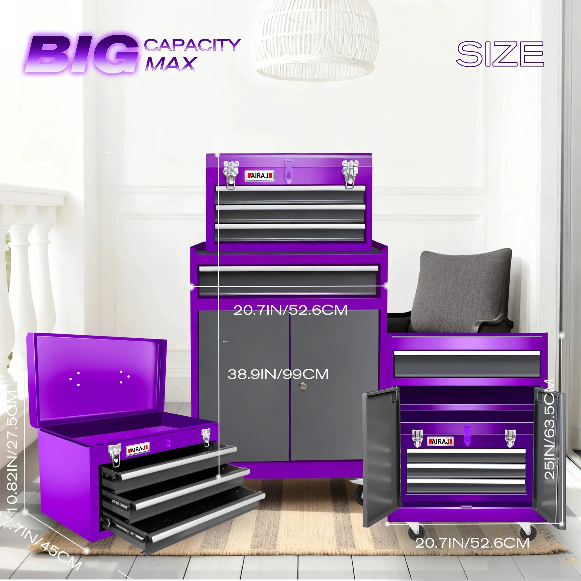 8/4 Drawer High Capacity Rolling Tool Chest, 2-In-1 Removable Cabinet Storage Tool Box with Wheels And Drawers, Detachable Toolbox with Lock for Workshop Mechanics Garage, Carshop from PriceLows™