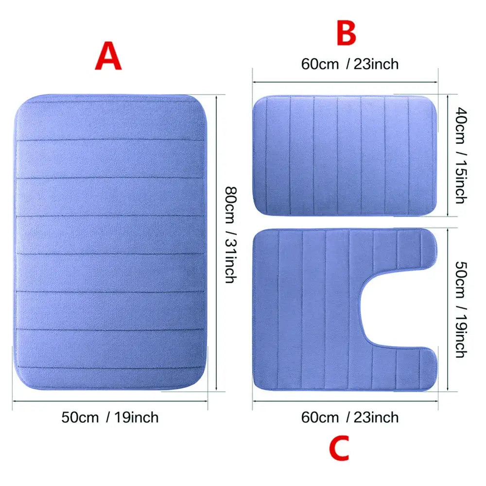 1/2/3pc Set Memory Foam Bath Mat Bathroom Anti-skid Carpet Quick Water Absorption Machine Washable Soft Comfortable Floor Rug from PriceLows™