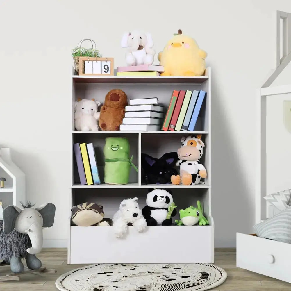 Kids Bookshelf – 4-Tier Wooden Storage Bookcase with Toy Organizer for Playroom, Nursery, and Baby Bedroom from PriceLows™