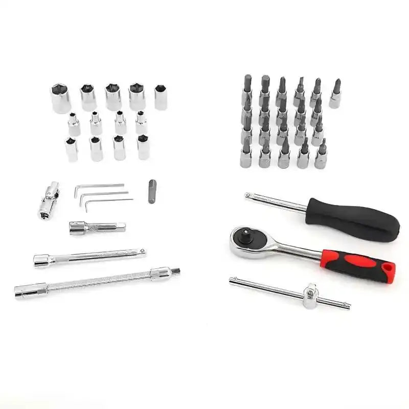 46PC Socket Wrench Set Household Chrome Vanadium Steel Motorcycle Auto Car Repair Tool Ratchet Torque Combo Mechanical Tools Box from PriceLows™