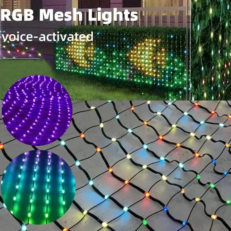 Smart Net Lights Outdoor, RGB&IC Lights with App/Remote Control, DIY Modes, Waterproof Mesh Light for Patio Bush Decor from PriceLows™