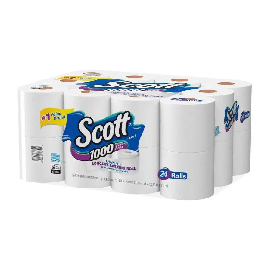 Toilet Paper | 1 Ply | Septic Safe | 1000 Sheets Per Roll | 4 Count
