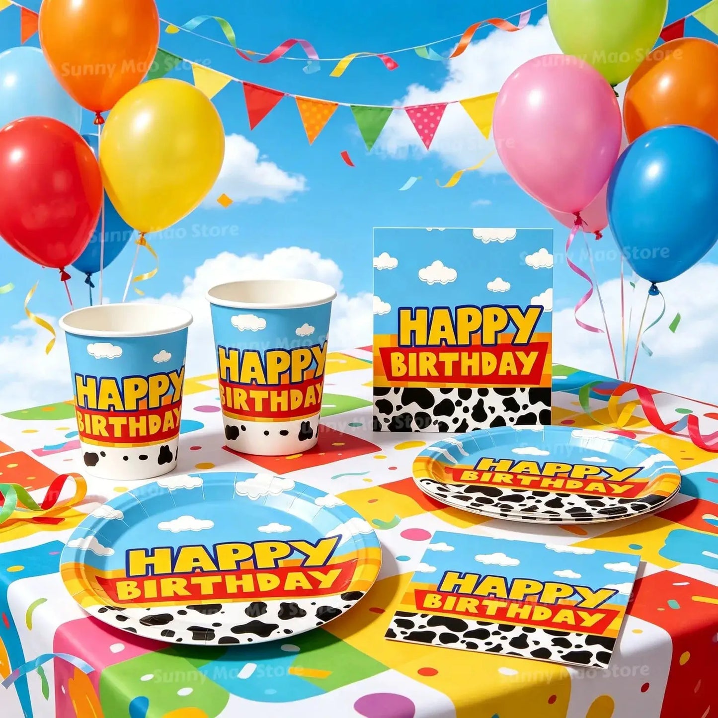 60Pcs Toy Party Supplies Set | Paper Plates Cups Napkins For 20 Guests