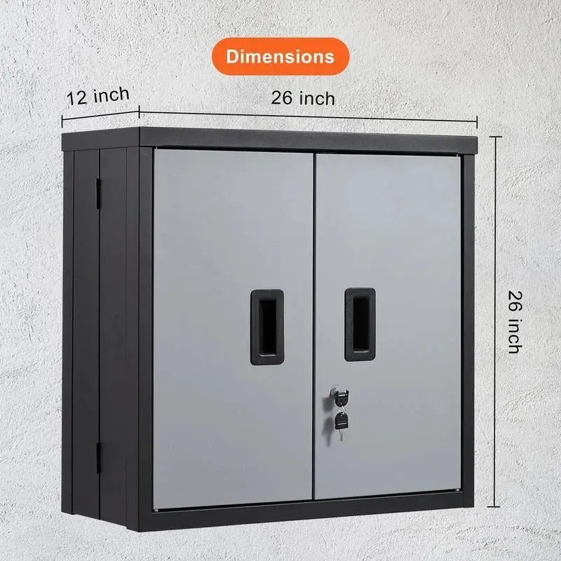 Foldable Wall Cabinet, Metal Garage Locker Mounted 26" Small Tool Chest 240 LBS Loading Capacity Adjustable Shelf Magnetic Door File for Warehouse Office Home Black from PriceLows™