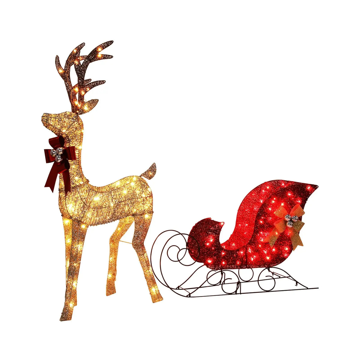 Christmas Deer Set | 3 Piece Pre Lit | 210 Warm LED Lights | Lawn Decor