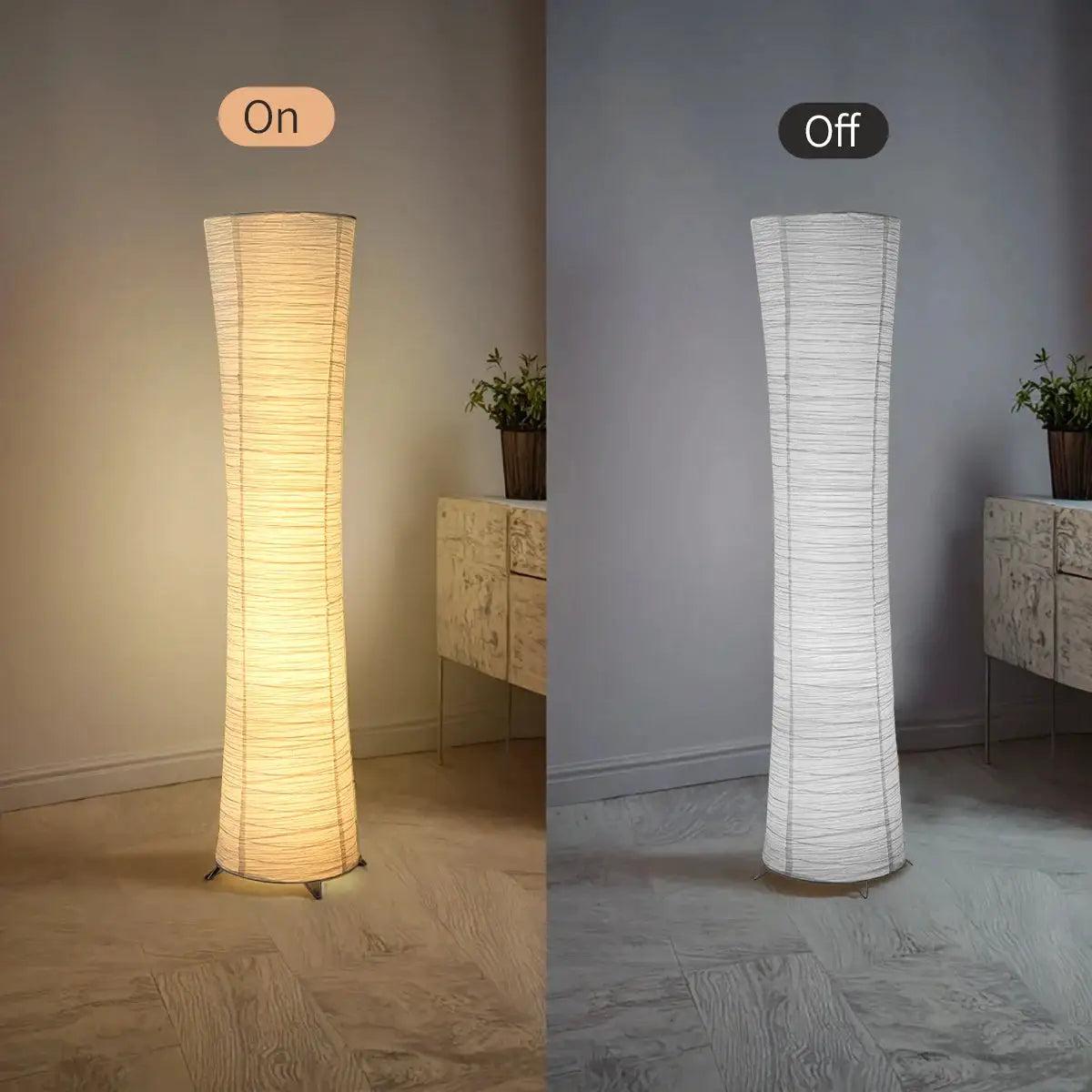 Paper floor lamp, paper and chrome-plated standing lamp, LED light strip, living room and bedroom decoration, festival lantern, from PriceLows™