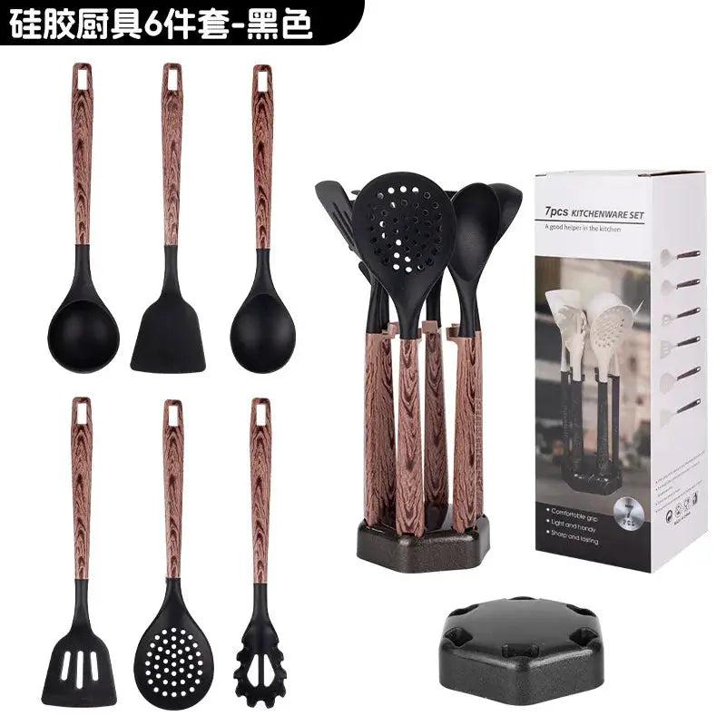 7Pcs Silicone Cooking Utensils Set For Non-stick Cookware Black Kitchen Cuisine Outils Cookware Heat Resistant Accessoires from PriceLows™
