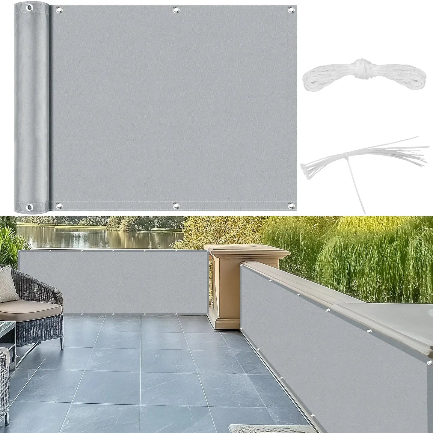 Balcony Privacy Screen | 95% Shade Rate | Waterproof Polyester | Multiple Sizes