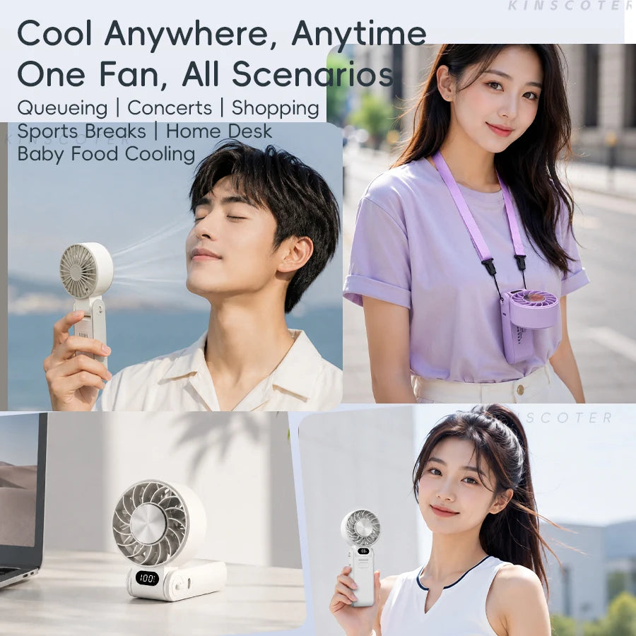 Handheld Fan | 3600mAh Battery | Foldable Portable | 100 Speed Levels