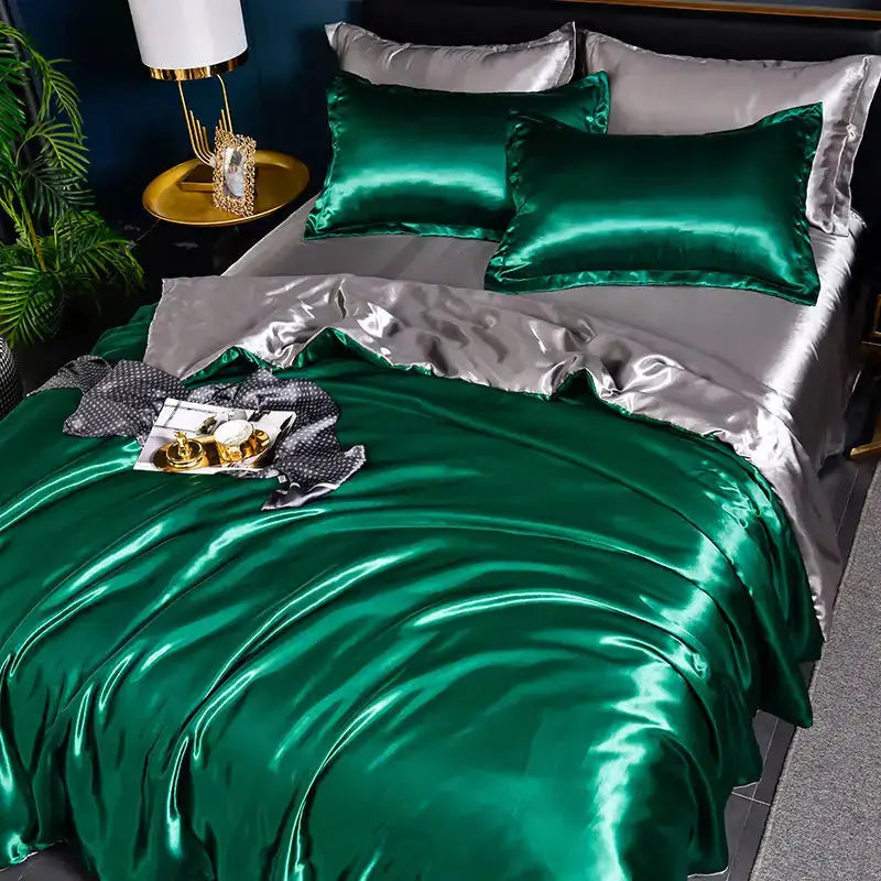Satin Bedding Set | 100Gsm Silky Finish | Duvet Cover Set | Queen King Size
