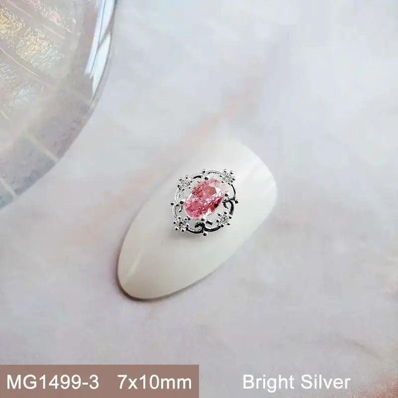 10pcs Pink Black Blue Oval Drop Round Zircon Bright Silver Nails Jewelry Decorations Nail Art Accessories Charms Parts Supplies from PriceLows™