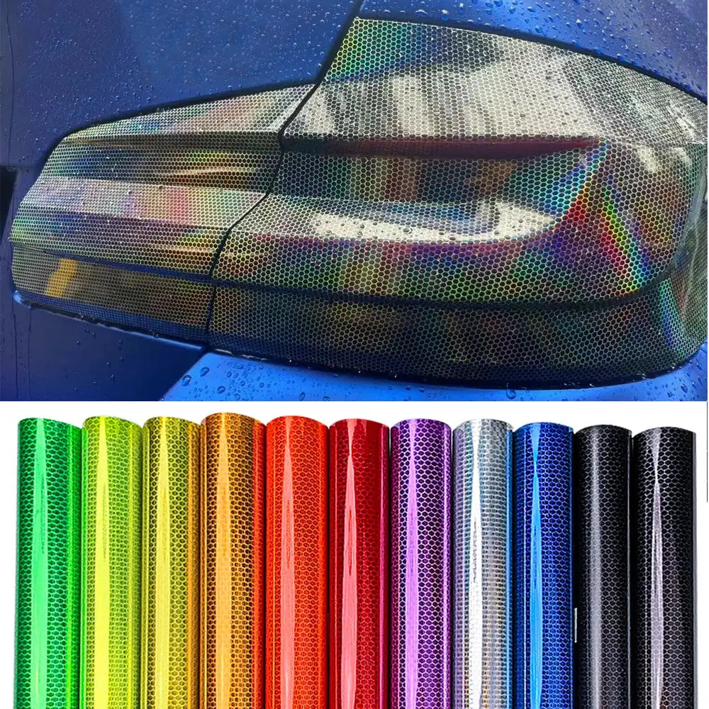 Car Laser Honeycomb Headlights Taillight Lamp Vinyl Wrap Automobile Headlight Tint Waterproof Film Fog Light Taillight Stickers from PriceLows™