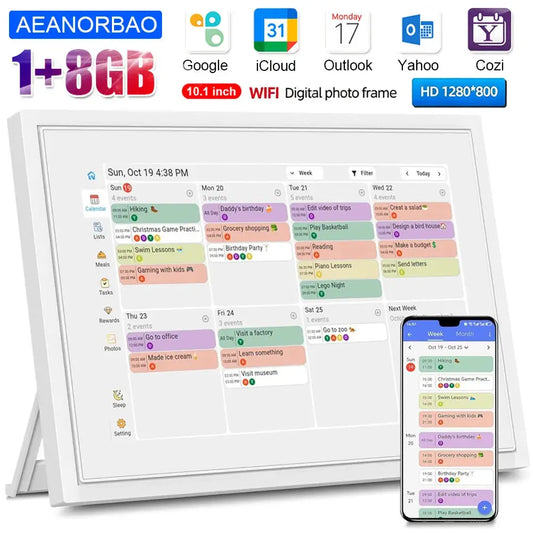 Aeanorbao Smart Calendar Digital Photo Frame 10.1inch Touch Screen Organizer Auto-Rotate Family Schedules For Holiday Gift Frame from PriceLows™
