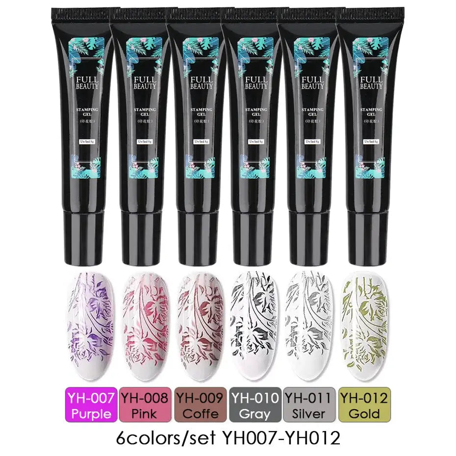 5/6pcs Fluorescent Stamping Plates Gel Nail Polish Manicure Set Hybrid Lacquer Gel For Nails Art Template Printing Accessories from PriceLows™