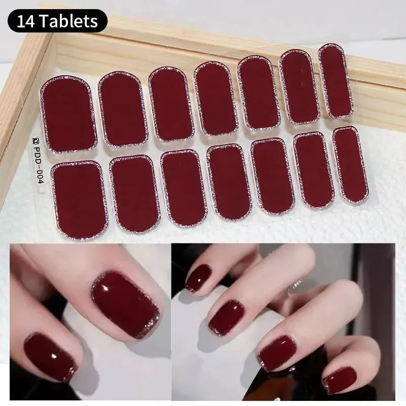 Full Cover Nail Stickers Fashion Nail Polish Nail Decoration Sparkling Glitter Self Adhesive Manicure Designer Nail Art Sticker from PriceLows™
