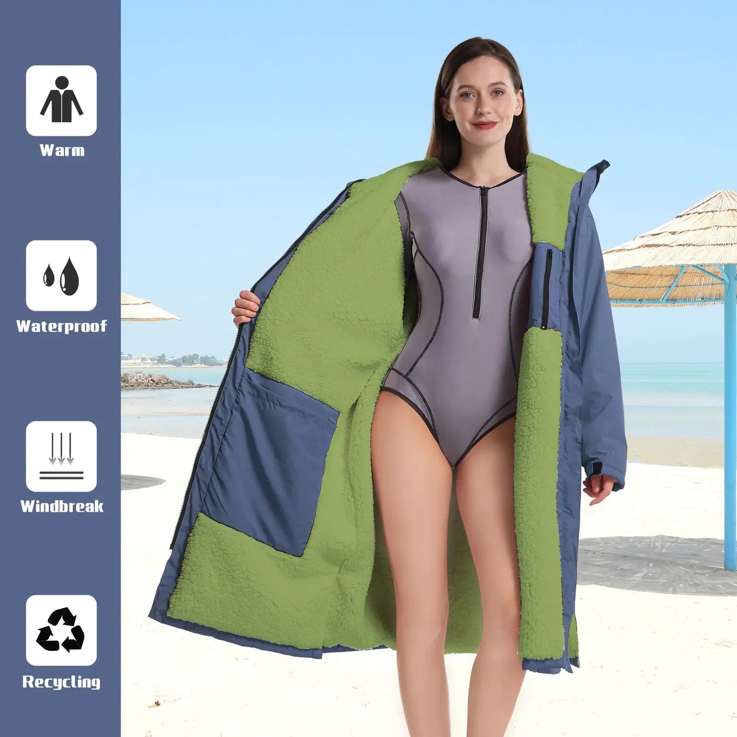 Quick Dry Changing Robe | Waterproof Soft Polyester | Navy Blue Red