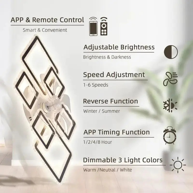 33-inch Black Ceiling Fan with Lights, Remote & App Control, Dimmable, 7 Blades, 6 Wind Speeds from PriceLows™