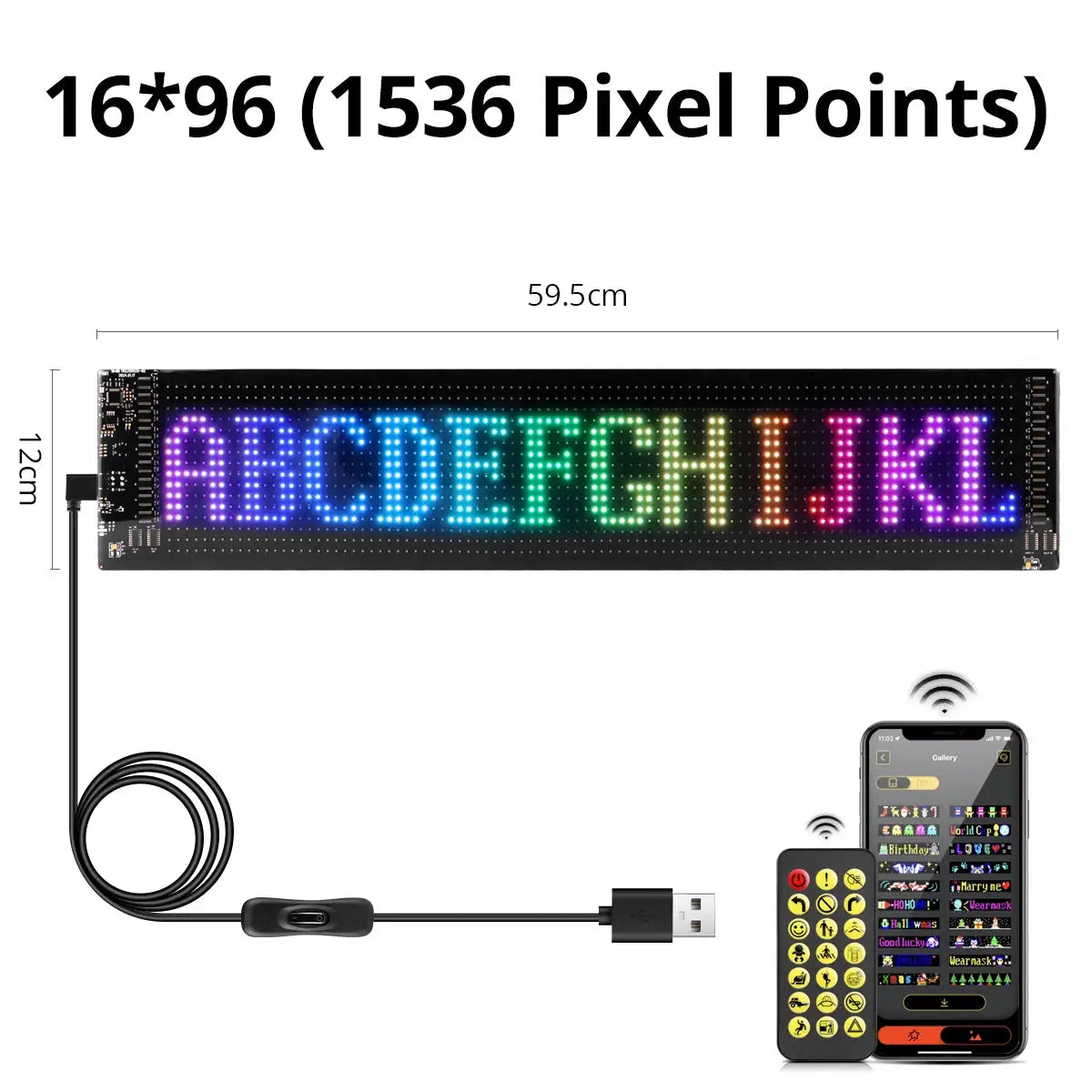 Smart Bluetooth Flexible LED Pixel Screen Strip 5V USB DIY Graffiti Sign LED Matrix Pixel Scrolling Display Advertising Light from PriceLows™