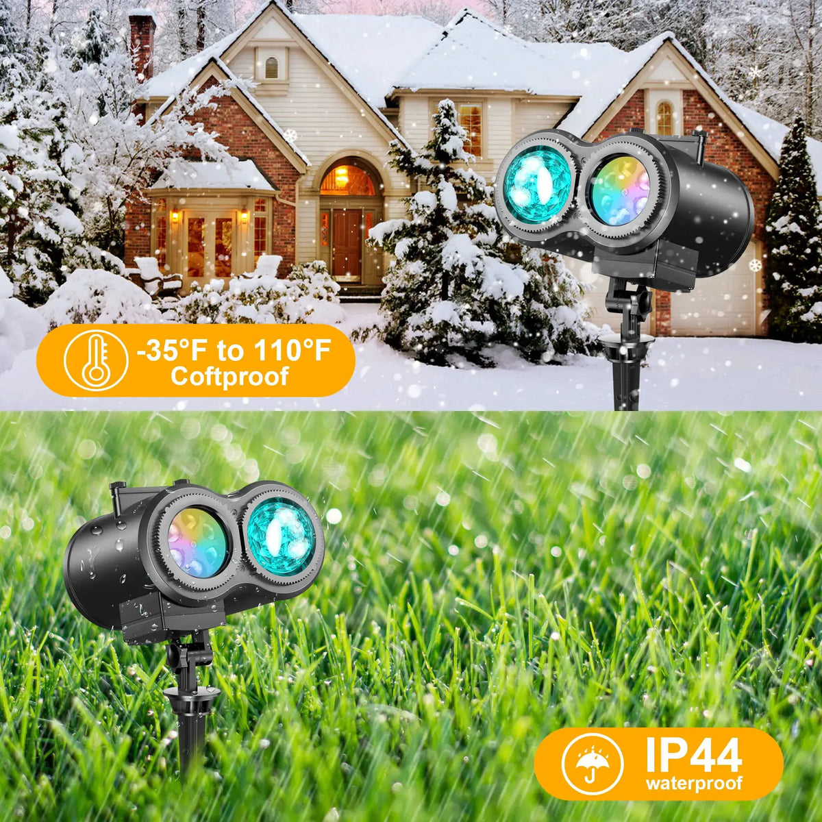 Outdoor Projector Lights | HD Scrolling Patterns | Dual Mode Settings | Patio