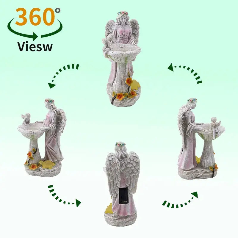 Outdoor Garden Solar Statue Light, Solar Angel Decor Statue, Garden resin angel fountain pool statue light, for Patio Home Decor from PriceLows™