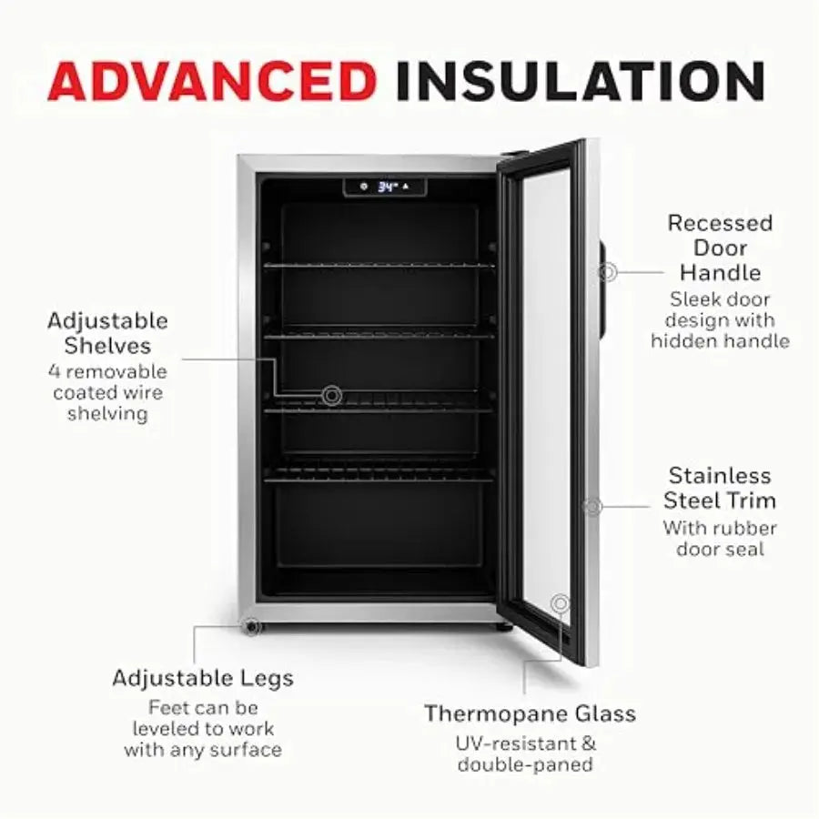 Beverage Refrigerator and Cooler, Mini Fridge with Glass Door for Soda Beer or Wine for Office or Bar with Adjustable Removable from PriceLows™