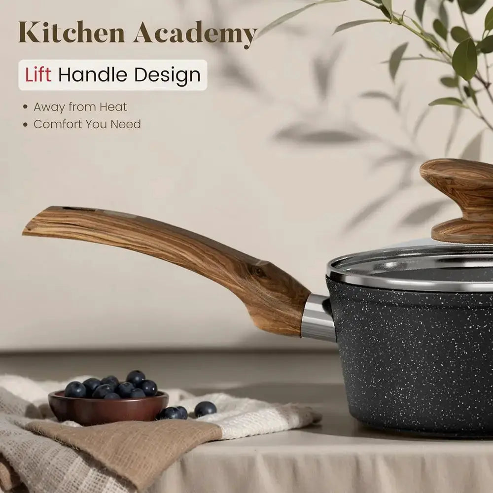 12-Piece Black Non-Stick Pots and Pans Set, Kitchen Induction Cookware, Premium Nonstick Cooking Set from PriceLows™