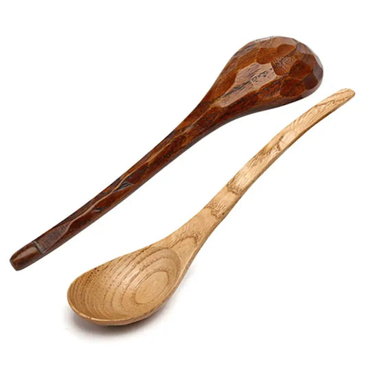 2Pcs Wooden Spoon Long Handled Ramen Soup Spoon Big Japanese Style Kids Rice Dessert Cereal Dinning Spoon Wood Kitchen Tableware from PriceLows™