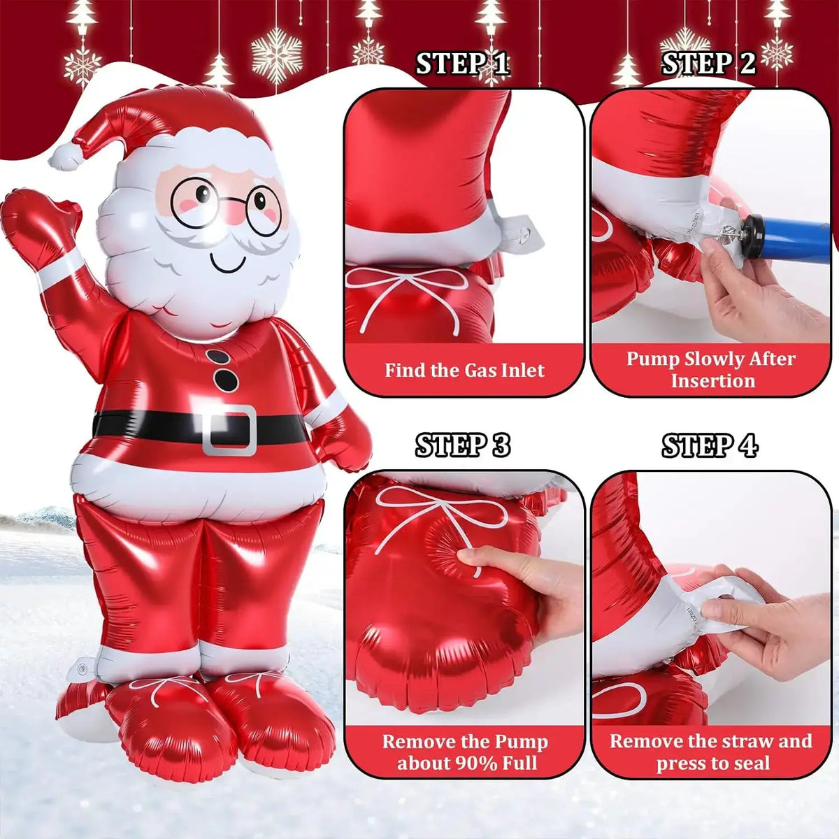 Giant Santa Claus Balloons | 61 Inch | 2 Pack | With Base