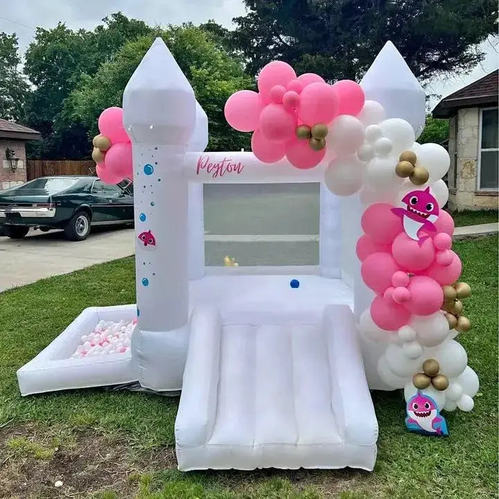 9FT Arch Inflatable White Bounce Castle with Slide & Ball Pit, High‑Quality PVC for Long‑Lasting Use at Weddings and Celebration from PriceLows™
