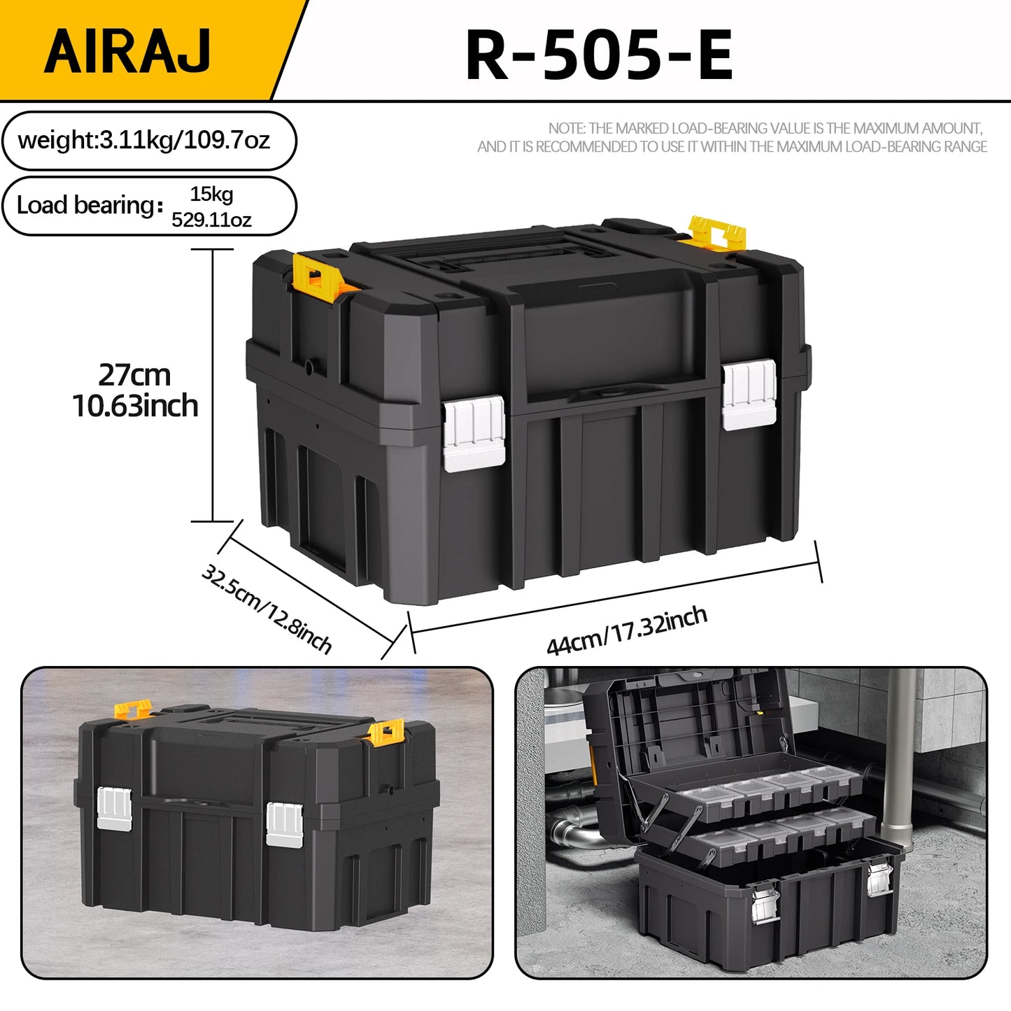 AIRAJ MultiFunctional Tier Stackable Rolling Plastic Portable Folding Tool Storage Box , Suitable for Garage Storage from PriceLows™