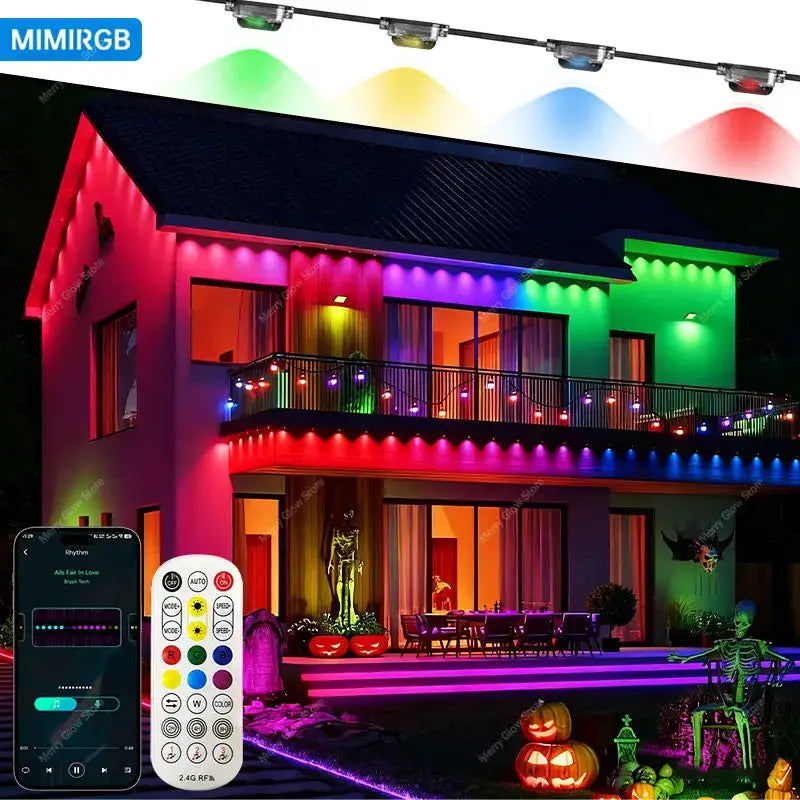 Permanent Outdoor Lights 150FT 90LEDs Smart RGBIC Eaves Lights Scene Modes IP67 Waterproof for Halloween Christmas Decorations from PriceLows™