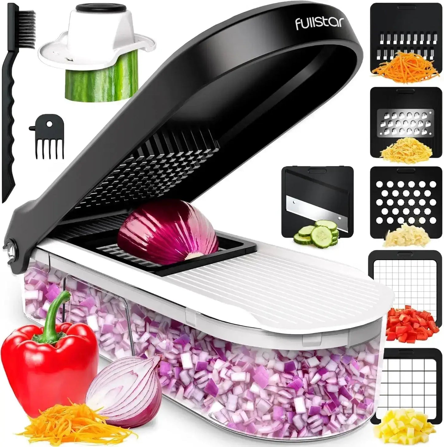 Mandoline Slicer | 6-In-1 | With Container | White/Black