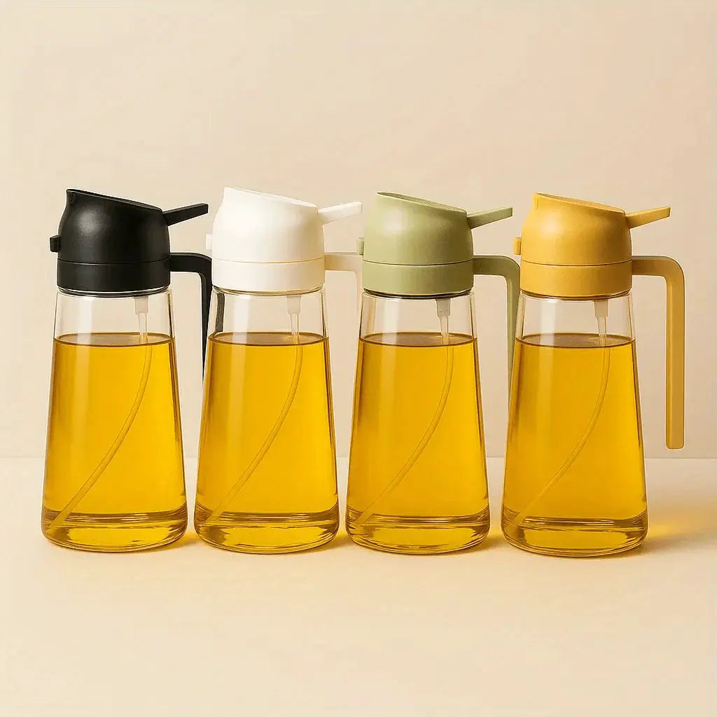 4-Pack Glass Oil Spray Bottles – 15.89oz, Dual-Use Spray & Pour, Drip-Proof, for Air Fryer, Olive Oil, Soy Sauce, Easy to Clean from PriceLows™