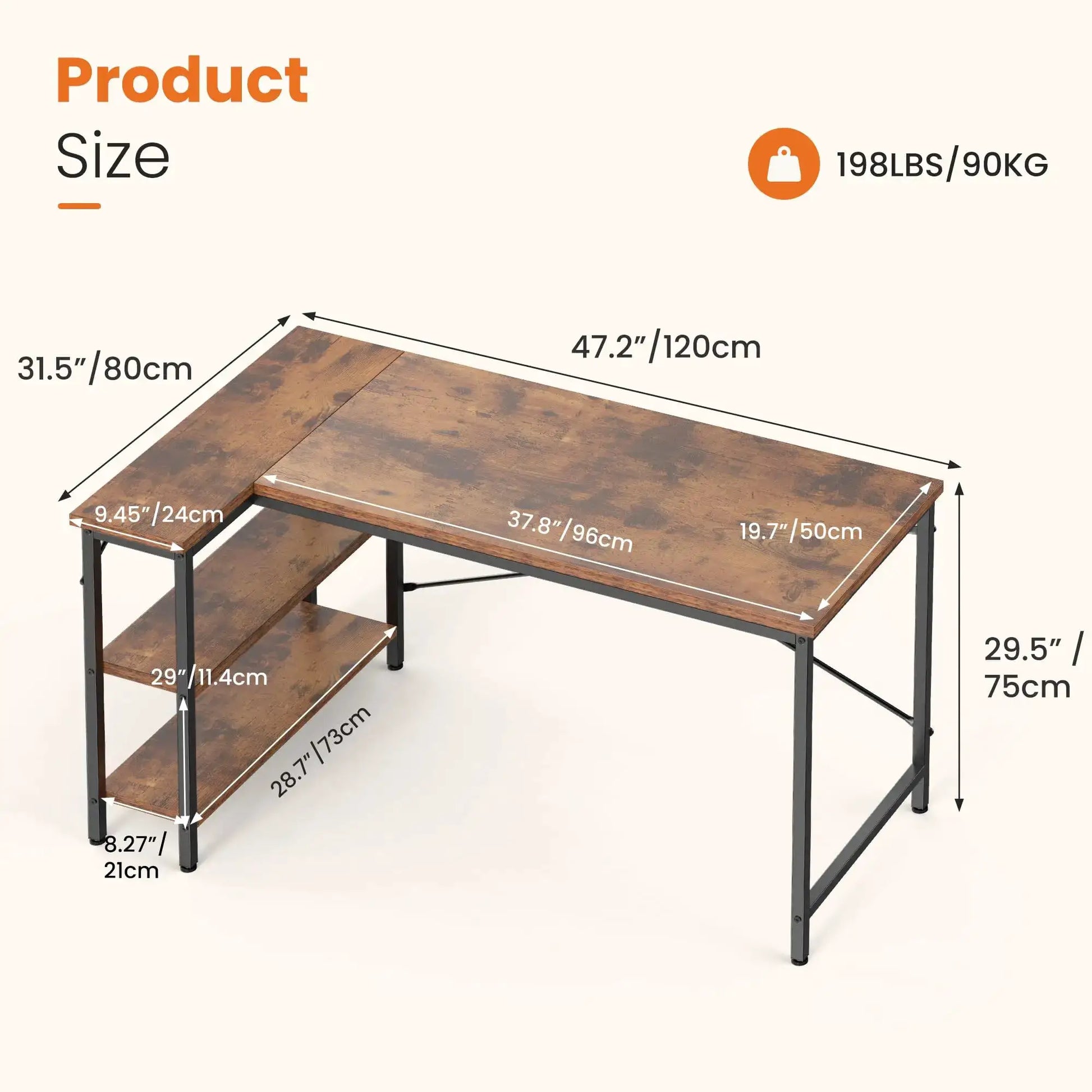 JHK L Shaped Desk 47 Inch Computer Desk Gaming Furniture Corner Desks Home Office PC Table with Reversible Storage Shelves from PriceLows™