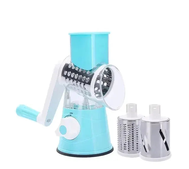 Rotary Vegetable Slicer | 3 In 1 Grater | Stainless Steel Blades