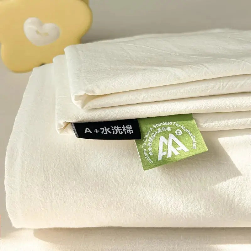 100%Organic Washed Cotton Bed Sheet 3Pcs Basic Percale Weave Soft Breathable Eco-Friendly Kids Adults Flat sheet Pillowcases from PriceLows™