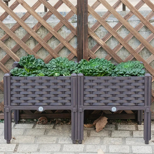 Elevated Plastic Raised Garden Bed Planter Outdoor Planters Above Ground Flower Vegetable Standing Box Garden Box for Garden from PriceLows™