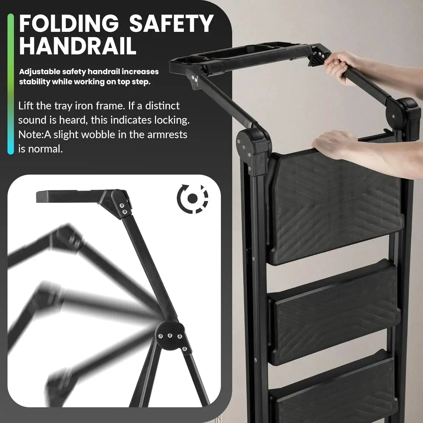 5 Step Ladder with Handrail & Tool Tray, 660 lbs Capacity, Anti-Slip Wide Pedal, Sturdy Steel for Home Kitchen Outdoor from PriceLows™