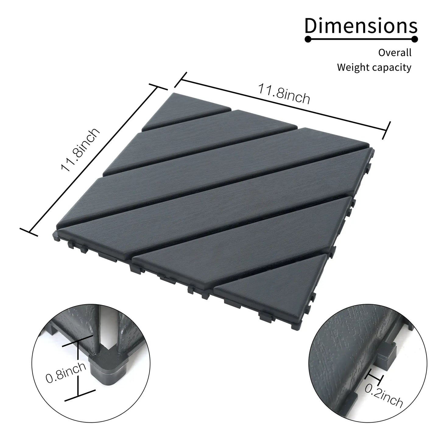 Plastic Interlocking Deck Tiles,44 Pack Patio Deck Tiles,12"x12" Square Waterproof Outdoor All Weather Use, Patio Decking Tiles from PriceLows™