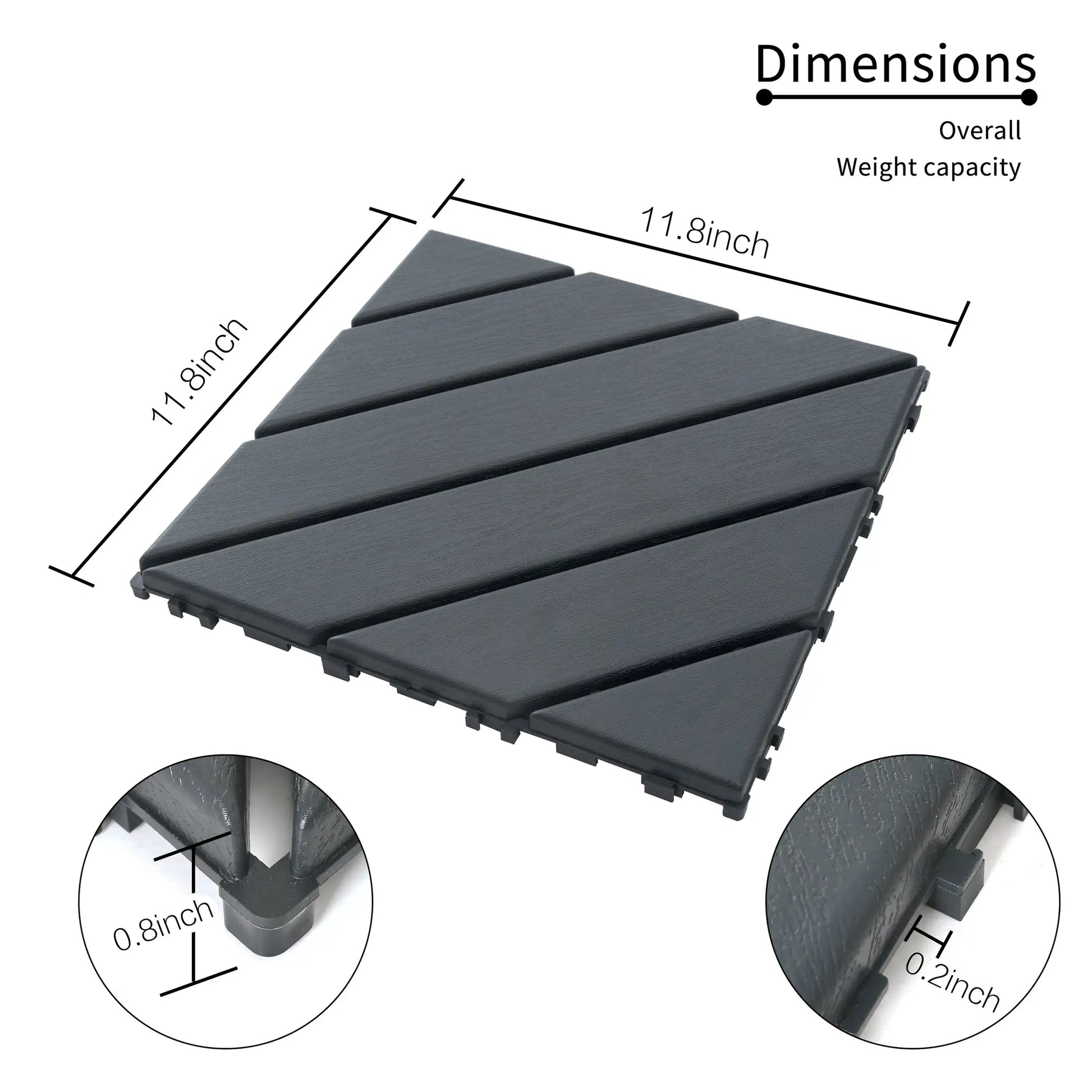 Plastic Interlocking Deck Tiles,44 Pack Patio Deck Tiles,12"x12" Square Waterproof Outdoor All Weather Use, Patio Decking Tiles from PriceLows™