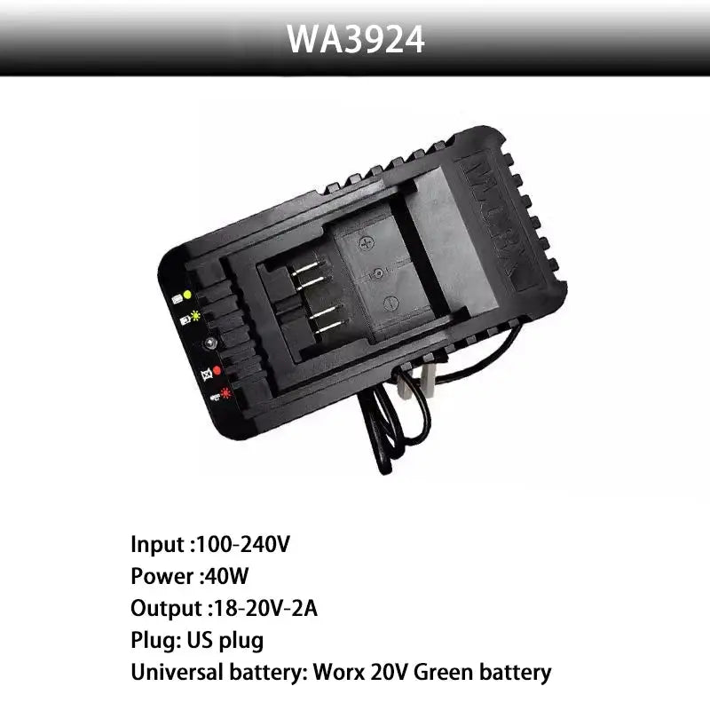 WORX 20V Charger 2.0A/6A 20V 2A Dual Out 2A FanCooling 6A with Multi-Model Charge Protection Universal Green Battery Platform from PriceLows™