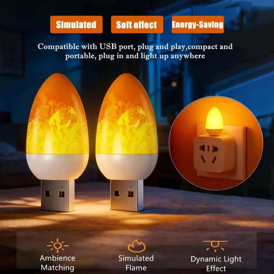 Dynamic Flame USB LED Flame Flame Candle Lights Flash Atmosphere Light Portable Book Lamp Camping Lighting Bedroom Decoration from PriceLows™