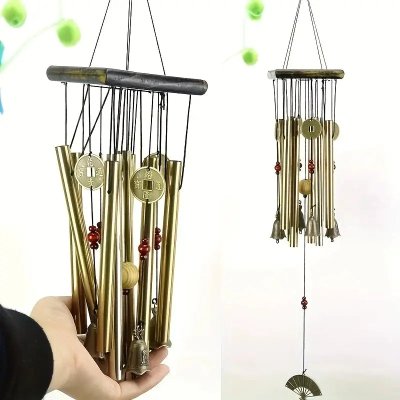 [Copper Wind Chime] Copper Large Wind Chime with Butterfly Design | Aluminum Alloy Tubes for Outdoor Garden Decor, Patio Art, from PriceLows™