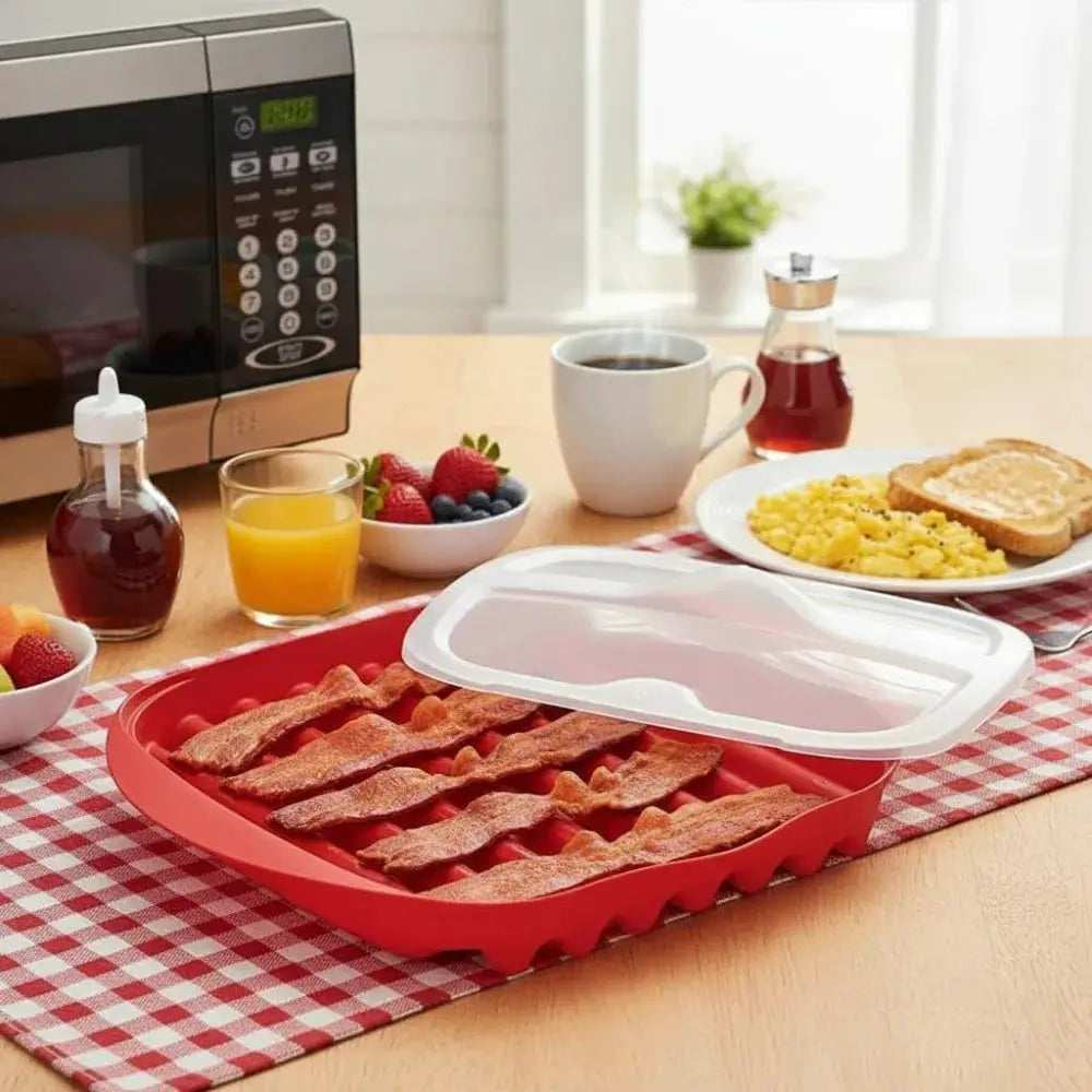 Microwave Bacon Tray | Splatter Lid | Grease Draining | BPA Free