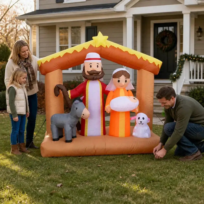 Inflatable Nativity Scene | 6 Ft Height | Led Lights | Garden Yard